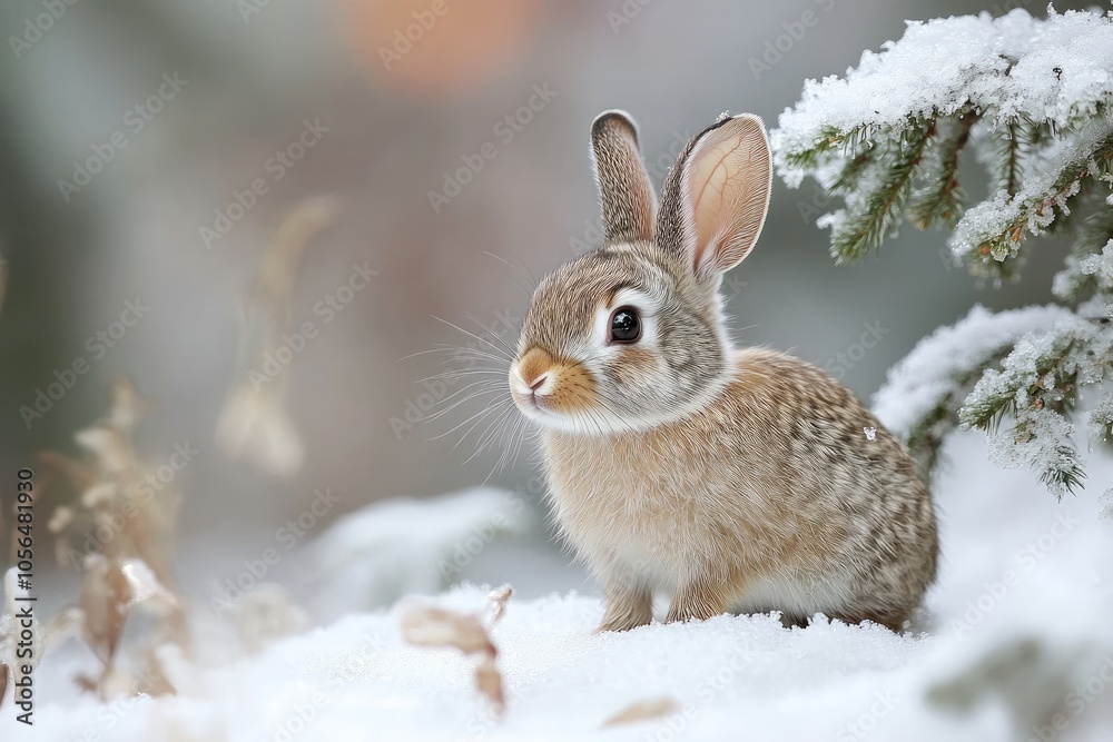Adorable Rabbit in Winter Snow: Capturing the Charm of Wildlife Amid Winter's Serenity Adorable Rabbit in Winter Snow: Capturing the Charm of Wildlife Amid Winter's Serenity