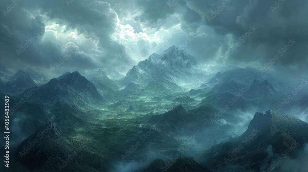 Storm clouds gathering over a mountain range, casting shadows generative ai Storm clouds gathering over a mountain range, casting shadows generative ai