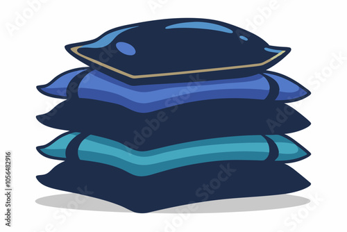 Stack of luxury cushions on a white background