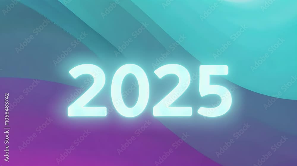 Glowing representation of the year 2025 on a colorful abstract background. Glowing representation of the year 2025 on a colorful abstract background.