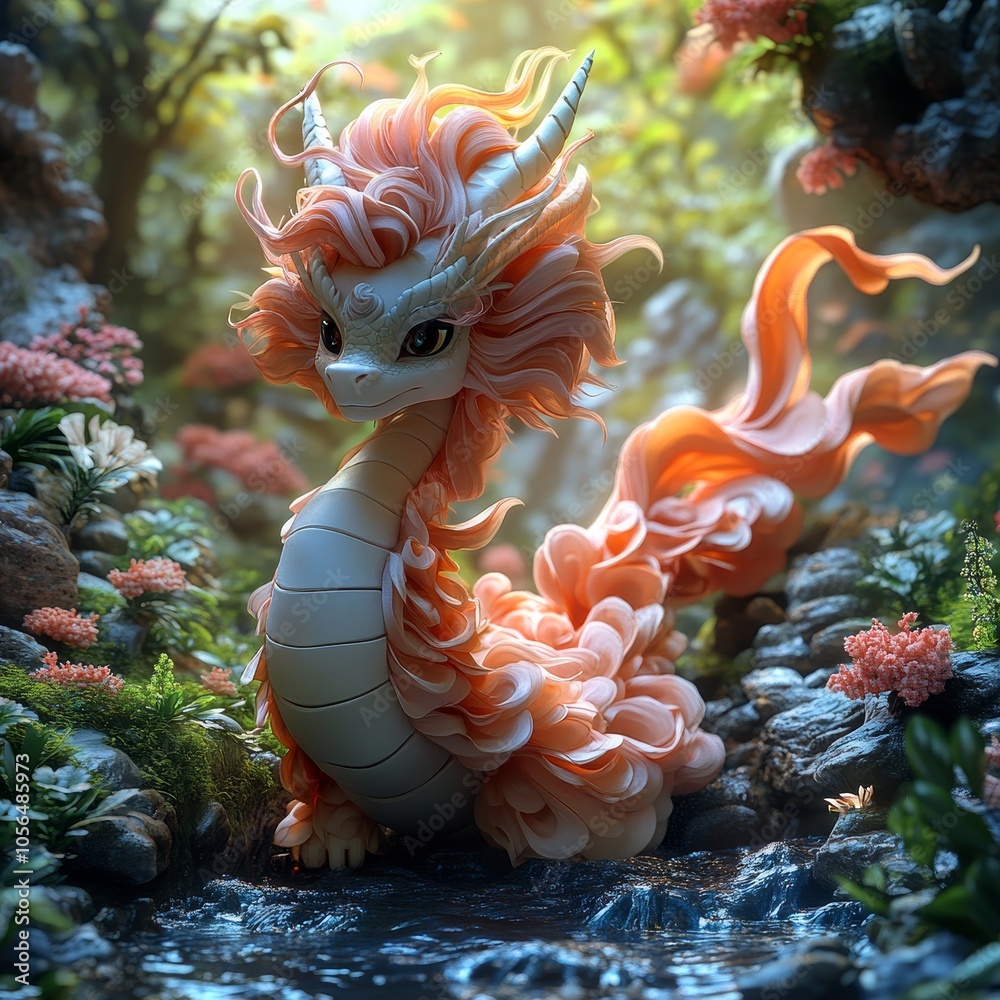 Obraz premium Fantasy Dragon in a Lush Forest