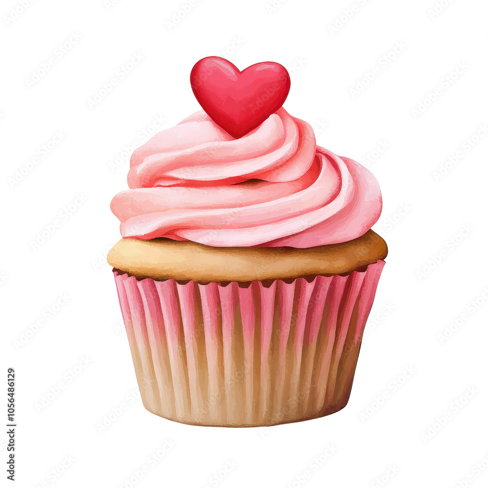 Pink frosted cupcake, a sweet and delicious bite-sized cake, isolated on a white background Pink frosted cupcake, a sweet and delicious bite-sized cake, isolated on a white background