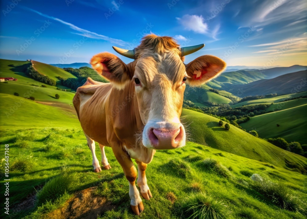 A tranquil cow in a lush pasture showcases the charm of rural life and nature, perfect for animal lovers and landscape photography aficionados to admire. A tranquil cow in a lush pasture showcases the charm of rural life and nature, perfect for animal lovers and landscape photography aficionados to admire.