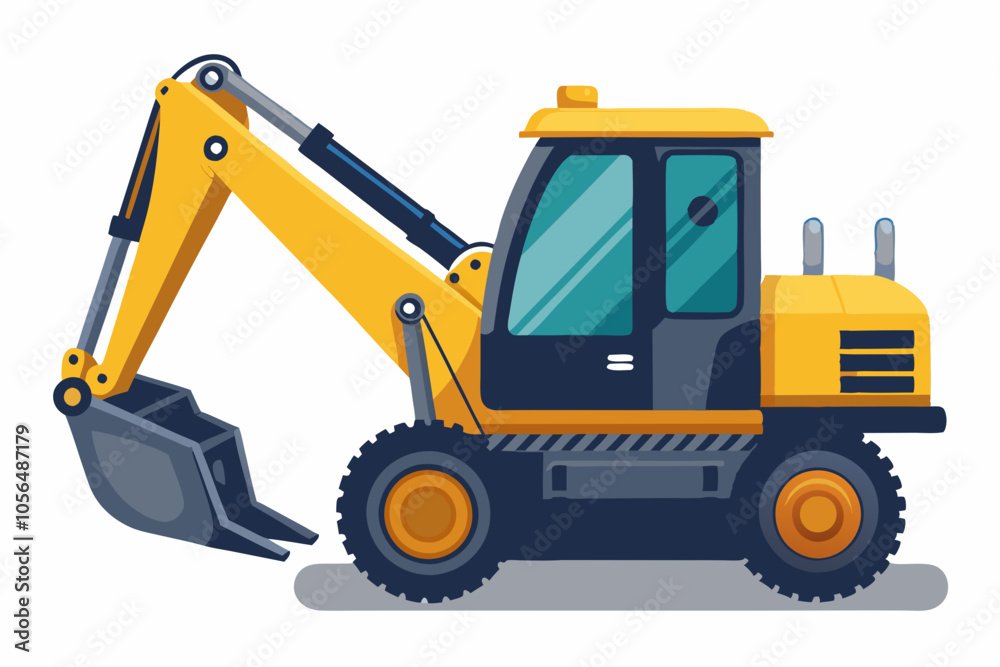 Fototapeta premium Backhoe loader digger white background vector illustration