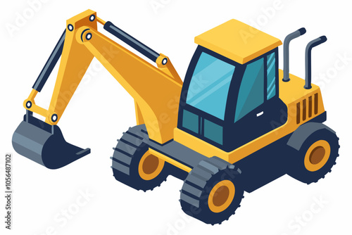  Backhoe loader digger white background vector illustration