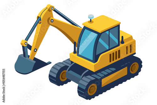  Backhoe loader digger white background vector illustration