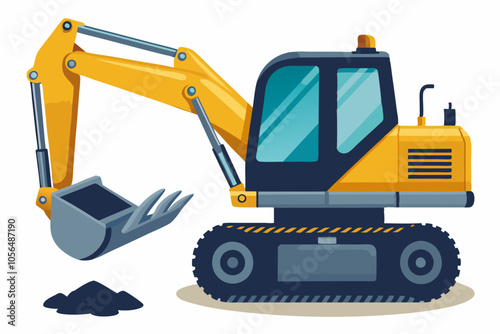  Backhoe loader digger white background vector illustration