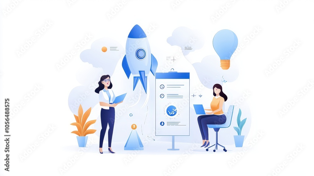 A business professional discussing the features of a new product using a brochure as a visual aid during a meeting. A business professional discussing the features of a new product using a brochure as a visual aid during a meeting.