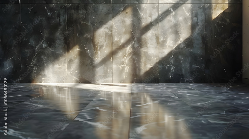 3D Rendering of Black Marble Wall and Floor 3D Rendering of Black Marble Wall and Floor