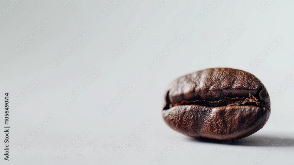 Close-up isolated coffee bean on a white background with copy space Close-up isolated coffee bean on a white background with copy space