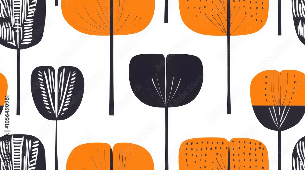 Abstract Geometric Flowers and Leaves Pattern Design Abstract Geometric Flowers and Leaves Pattern Design