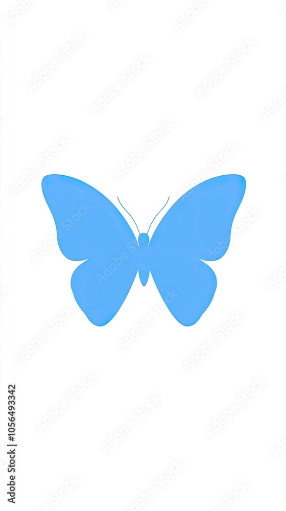 A simple blue butterfly silhouette on a white background A simple blue butterfly silhouette on a white background