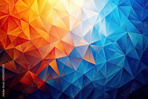 Abstract Geometric Background in Orange and Blue - Polygonal Pattern for Creative Design