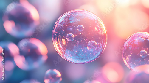 Abstract Bubble Background with Pink and Blue Tones