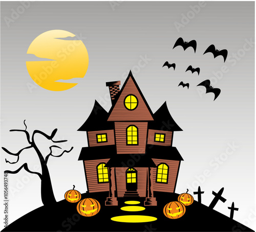 Halloween haunted house vector illustration
