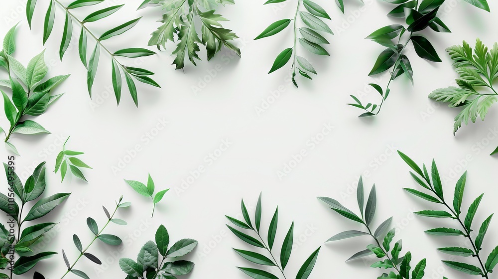 Minimalist green plant arrangement in a designed pattern