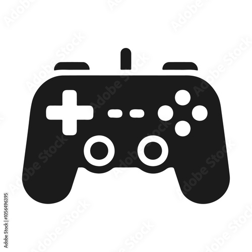 Black silhouette gaming controller vector icon design