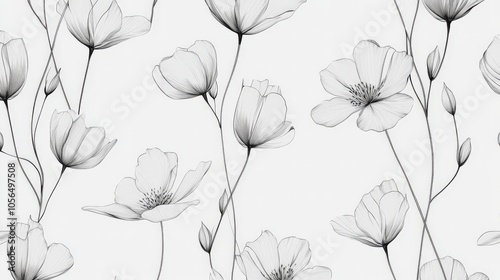 Minimalistic Flower Pattern with Sharp Lines
