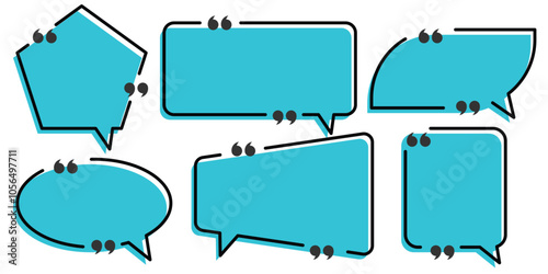 Quote box frame set. Blank quote boxes for text. Quotation bubble frame template with yellow background. eps 10