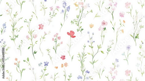 Wallpaper Mural Vibrant Garden Flowers Vector Pattern on White Background Torontodigital.ca