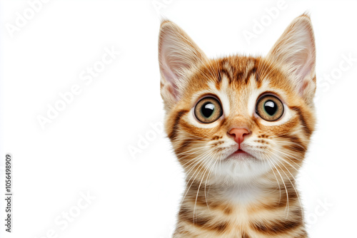 Cute Kitten Portrait on White Background