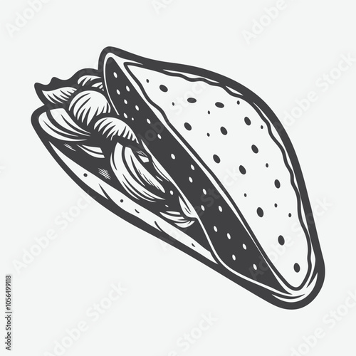 Quesadilla Silhouette Vector Illustration Isolated on White Background Perfect for Mexican Food Designs