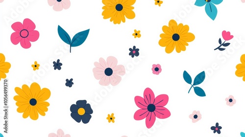 Vibrant Floral Pattern with Colorful Blooms