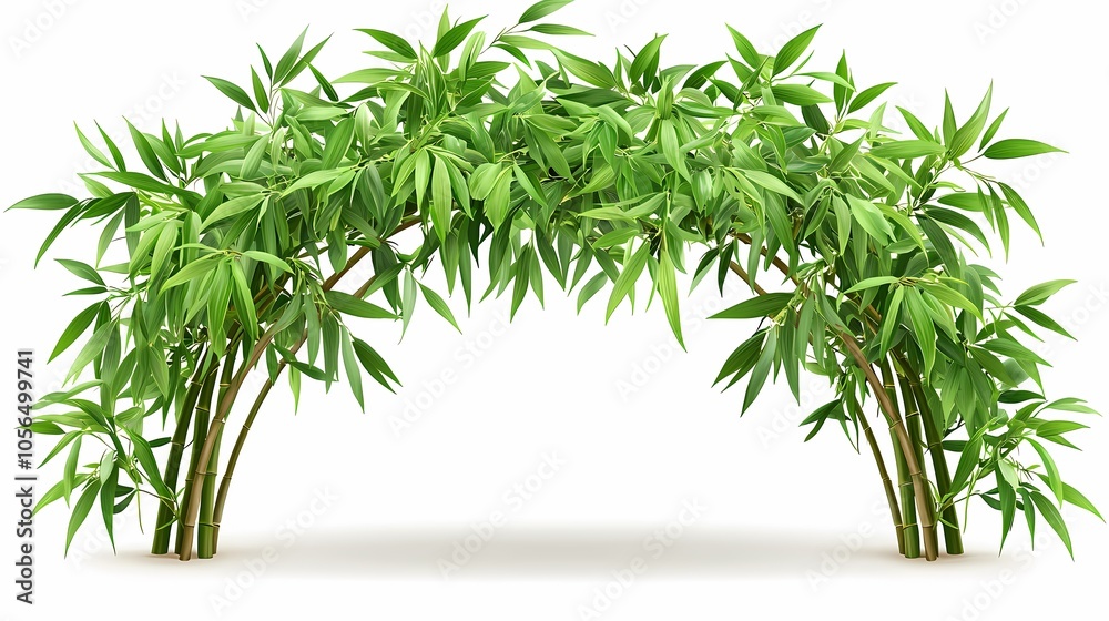 Fototapeta premium A graceful bamboo tree bends elegantly in the wind, showcasing nature's resilience and beauty as it sways softly against the backdrop.