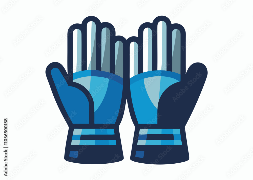 Winter blue ski gloves isolated on white background Winter blue ski gloves isolated on white background
