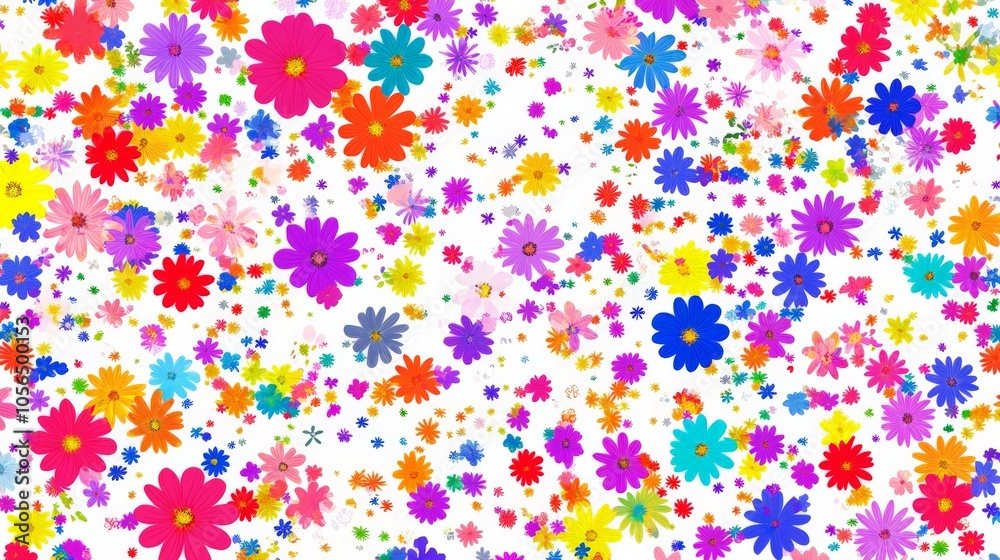 Vibrant Wildflower Pattern on White Background Vibrant Wildflower Pattern on White Background