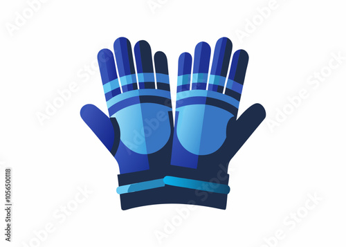  Winter blue ski gloves isolated on white background