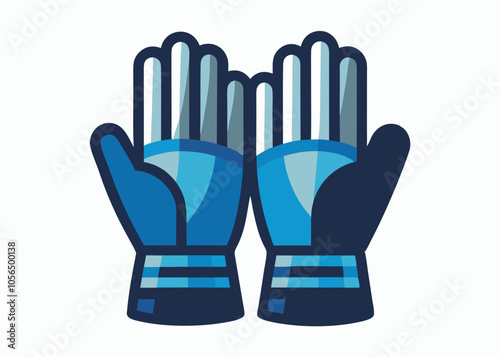  Winter blue ski gloves isolated on white background