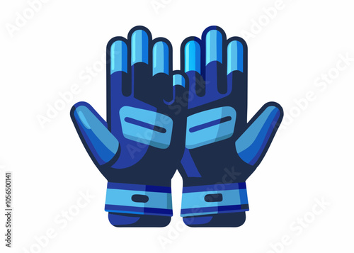  Winter blue ski gloves isolated on white background