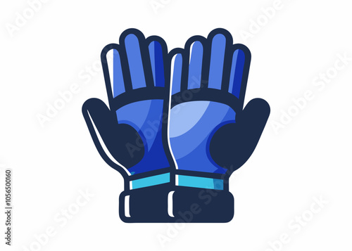  Winter blue ski gloves isolated on white background