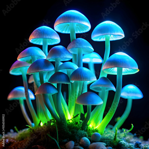 a-cluster-of-bioluminescent-mushrooms-illuminated-