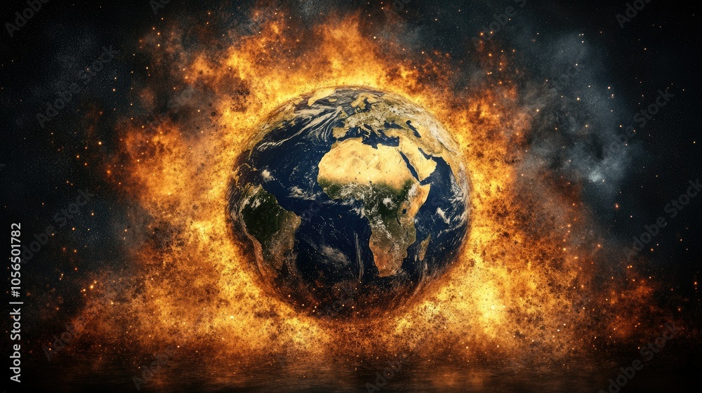 A dramatic visual of Earth surrounded by pollution, serving as a reminder of the urgent need for action and awareness in the face of climate emergencies. A dramatic visual of Earth surrounded by pollution, serving as a reminder of the urgent need for action and awareness in the face of climate emergencies.