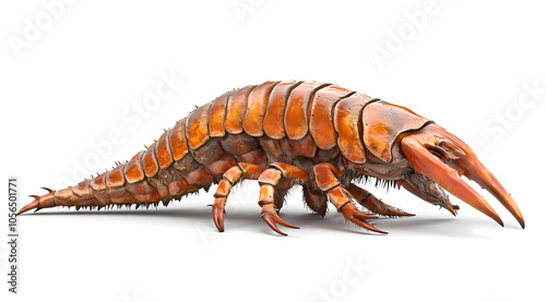 Encounter Anomalocaris: Realistic Depiction on White Background photo