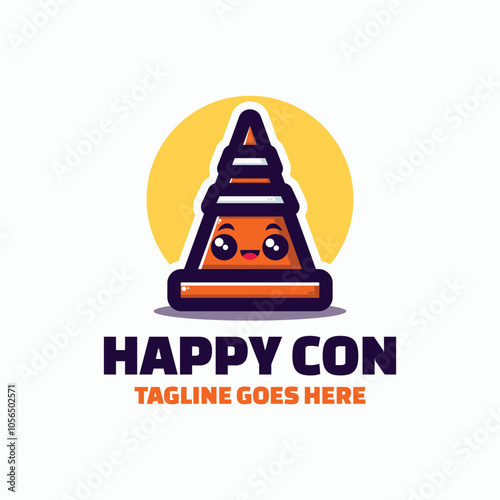 Vector Logo Illustration Happy Con Mascot Cartoon Style