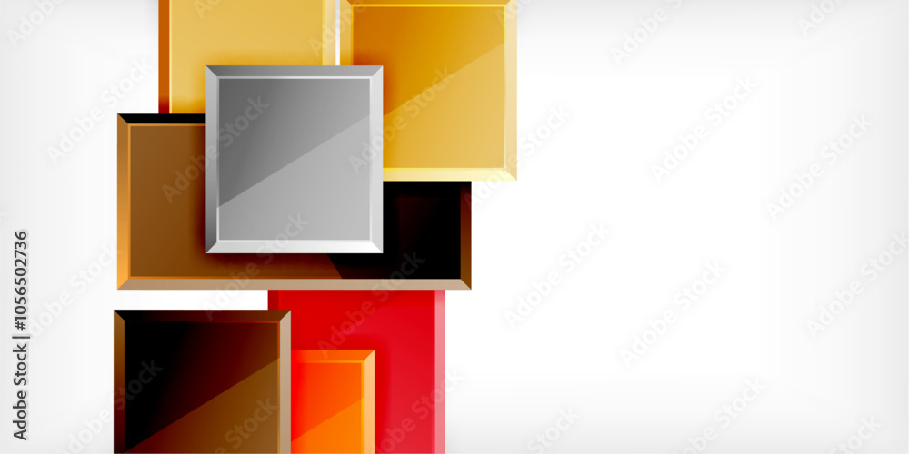 Glass toy style square shapes abstract design. Vector Illustration For Wallpaper, Banner, Background, Card, Book Illustration, landing page Glass toy style square shapes abstract design. Vector Illustration For Wallpaper, Banner, Background, Card, Book Illustration, landing page