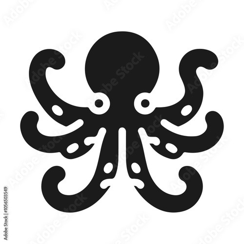 Seafood octopus black silhouette vector icon design photo