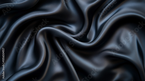 Black Satin Fabric with Elegant Flowing Folds