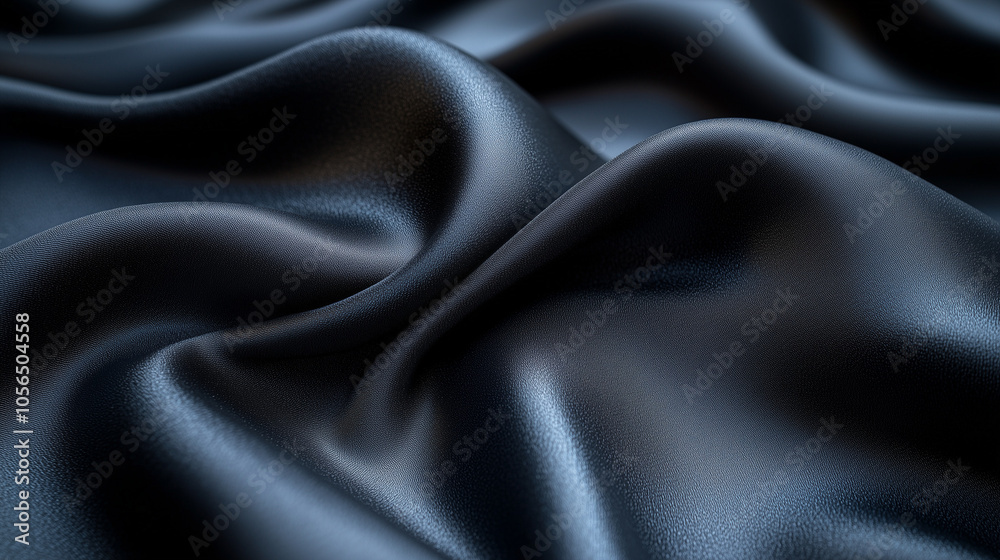 Obraz premium Black Satin Fabric with Smooth Waves in Low Light