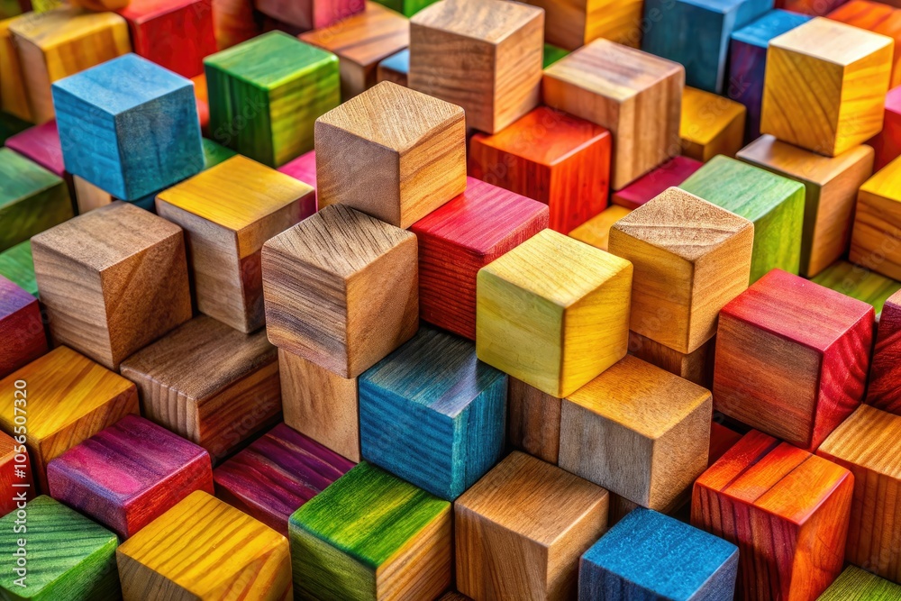 Wooden cubes in diverse shades and arrangements create a visually appealing composition against a soft background, highlighting the interplay of texture and color. Wooden cubes in diverse shades and arrangements create a visually appealing composition against a soft background, highlighting the interplay of texture and color.