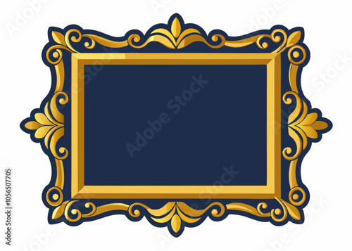 Oval vintage gold ornate frame, Isolated on white background  photo