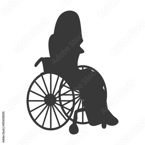 Silhouette of a Disabled Person in a Wheelchair. Vector Illustration.