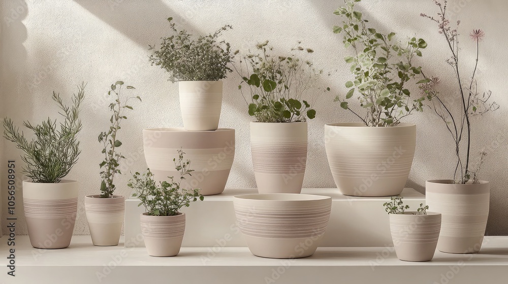 Elegant Collection of Simple Plant Pots with Greenery Elegant Collection of Simple Plant Pots with Greenery