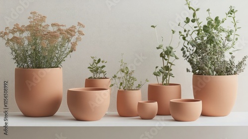 Wallpaper Mural Modern Planters with Greenery on Display Torontodigital.ca