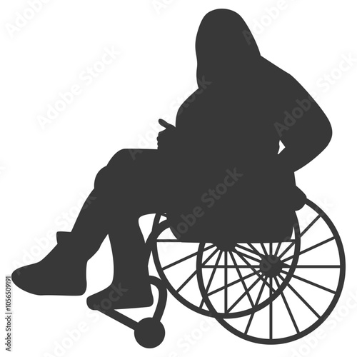 Silhouette of a Disabled Person in a Wheelchair. Vector Illustration.