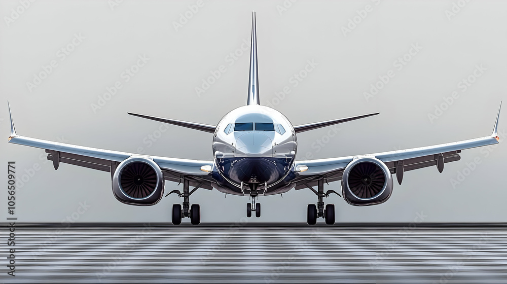 Airplane Landing 3D Illustration
