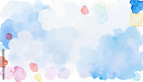 a watercolor - like painting of clouds in a blue sky 